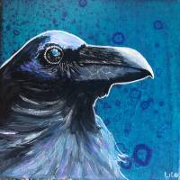 Sold Acrylic 20x20cm blue raven