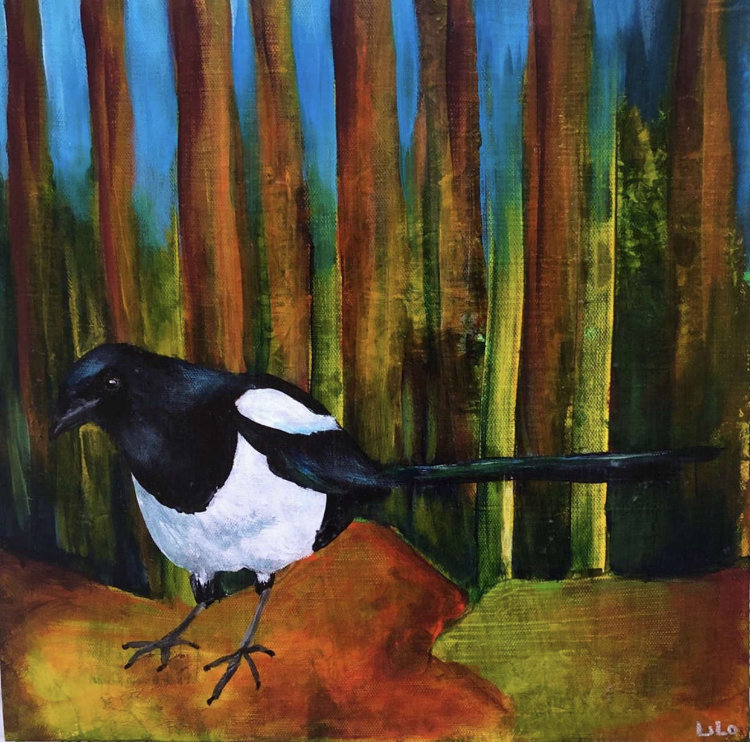 Sold Acrylic 30x30 Magpie 2