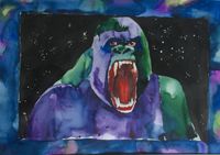 Sold akvarell gorilla 50x70